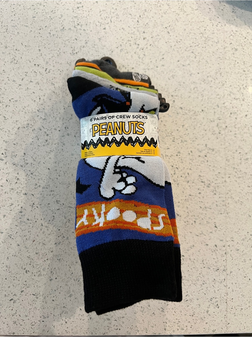 Peanuts Halloween Crew socks 6 pack with Snoopy 6-12